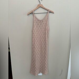 Rachel Zoe Beige Lace Crochet Midi Dress